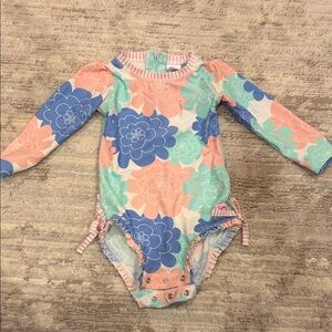 Ruffle Butts Floral Long Sleeve Swimsuit